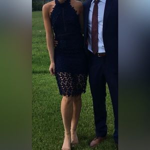 Bardot Gemma navy floral cut out cocktail dress